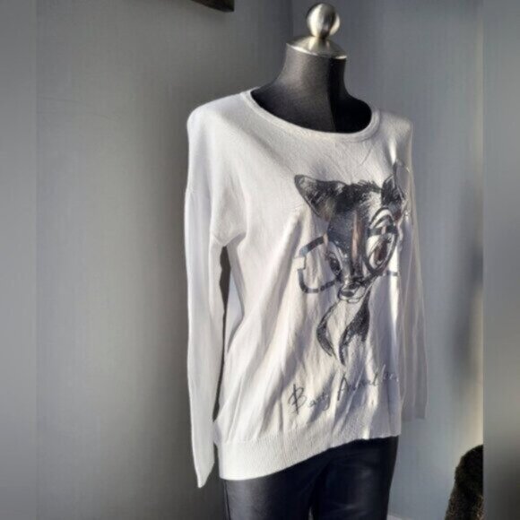 Elissia Italy Metallic Silver Bambi Print Top NWT Sz Medium - Picture 3 of 12